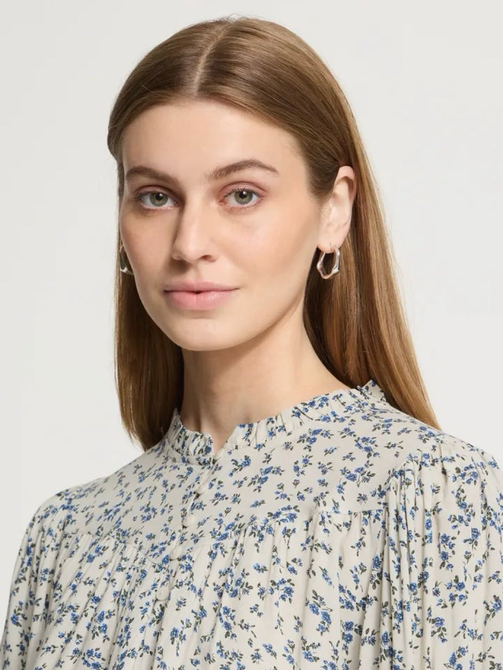 BLUSE IHVERA BLUE FLOWER PRINT