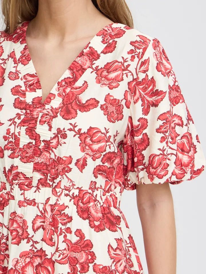 MIDIKJOLE IHGILVIS RED FLORAL