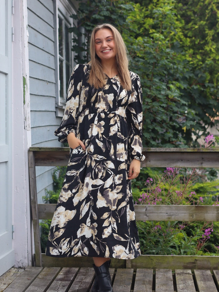 MIDIKJOLE FRARIANA FLORAL BLACK