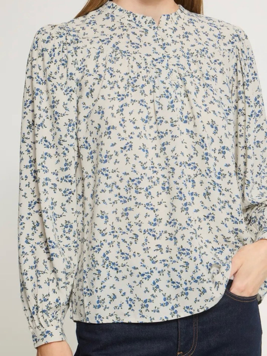 BLUSE IHVERA BLUE FLOWER PRINT