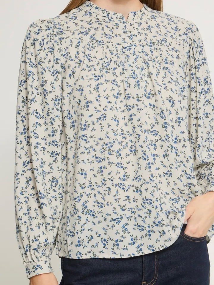 BLUSE IHVERA BLUE FLOWER PRINT