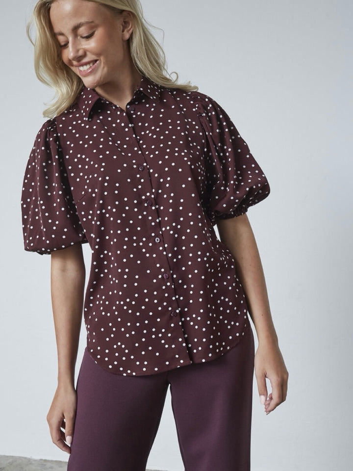 BLUSE ELLA BORDEAUX DOT
