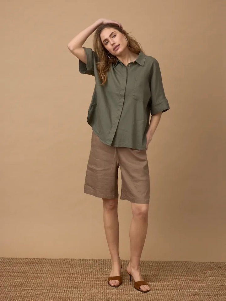LINSKJORTE PZLUCA BOXY DEEP LICHEN GREEN