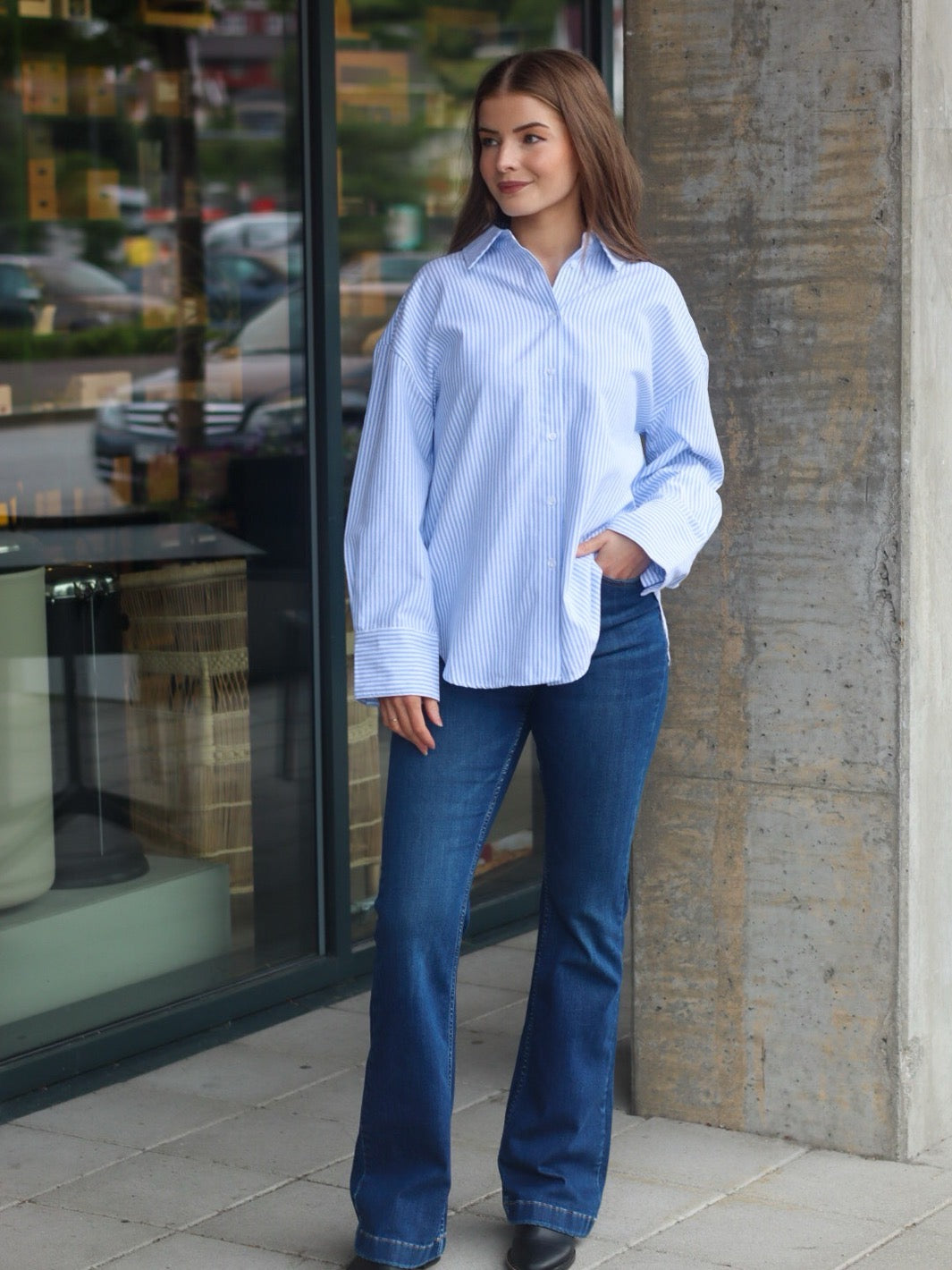 SKJORTE BIBI STRIPE LT. BLUE