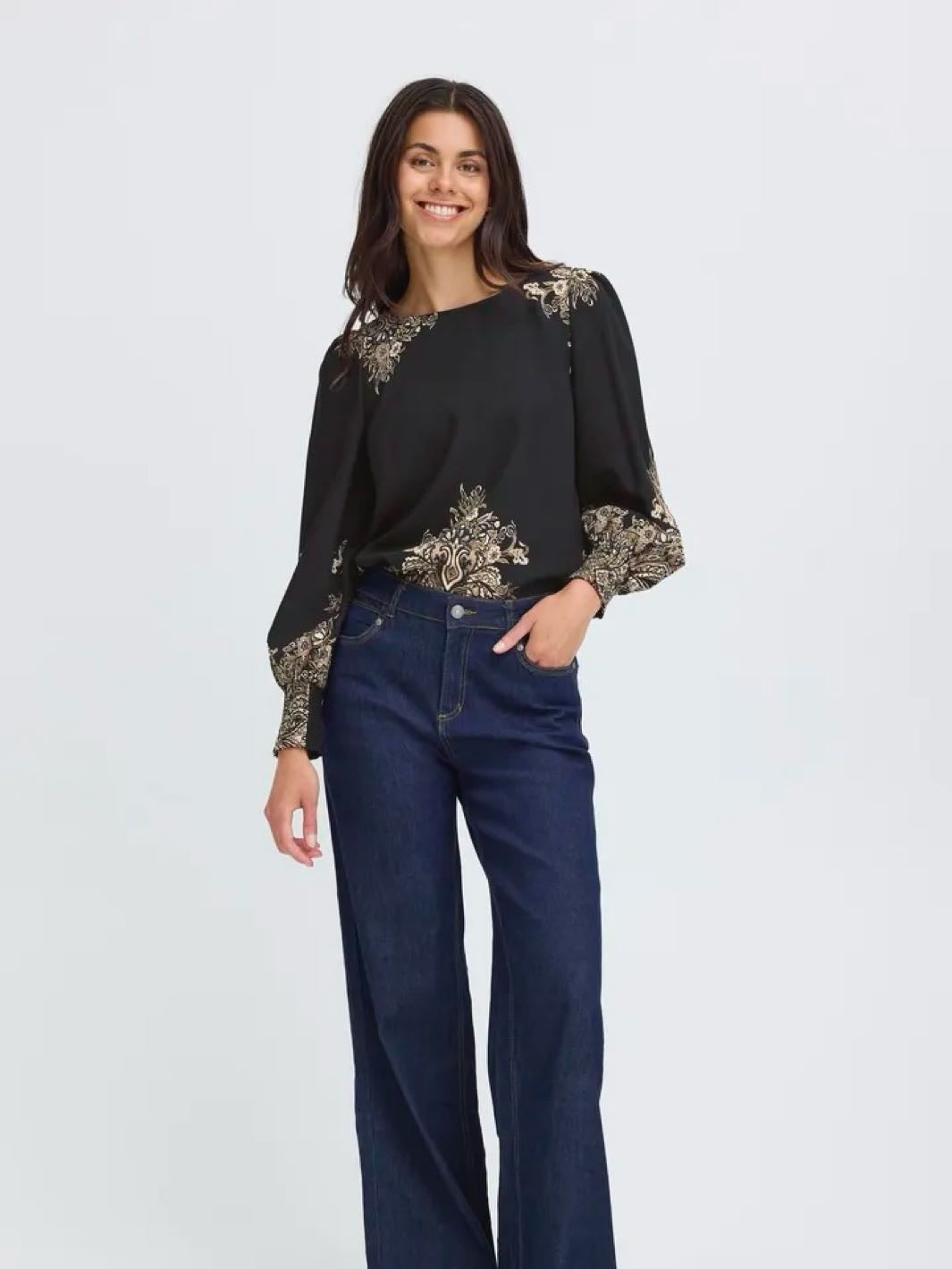 BLUSE FRADARA BLACK PAISLEY