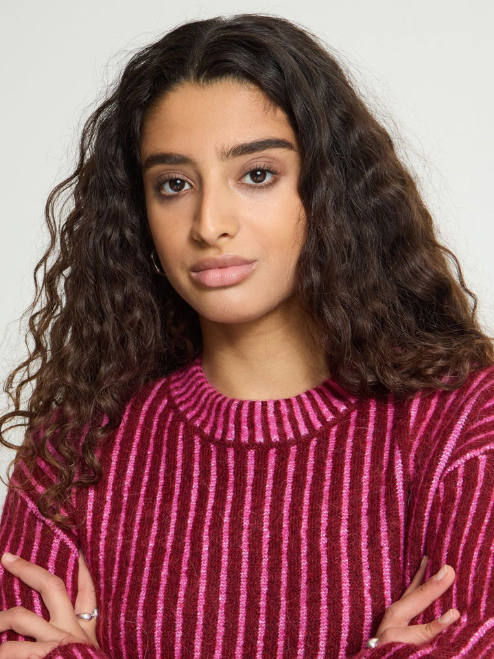 STRIKKEGENSER IHKAMARA LS STRIPE ROHDODENDRON