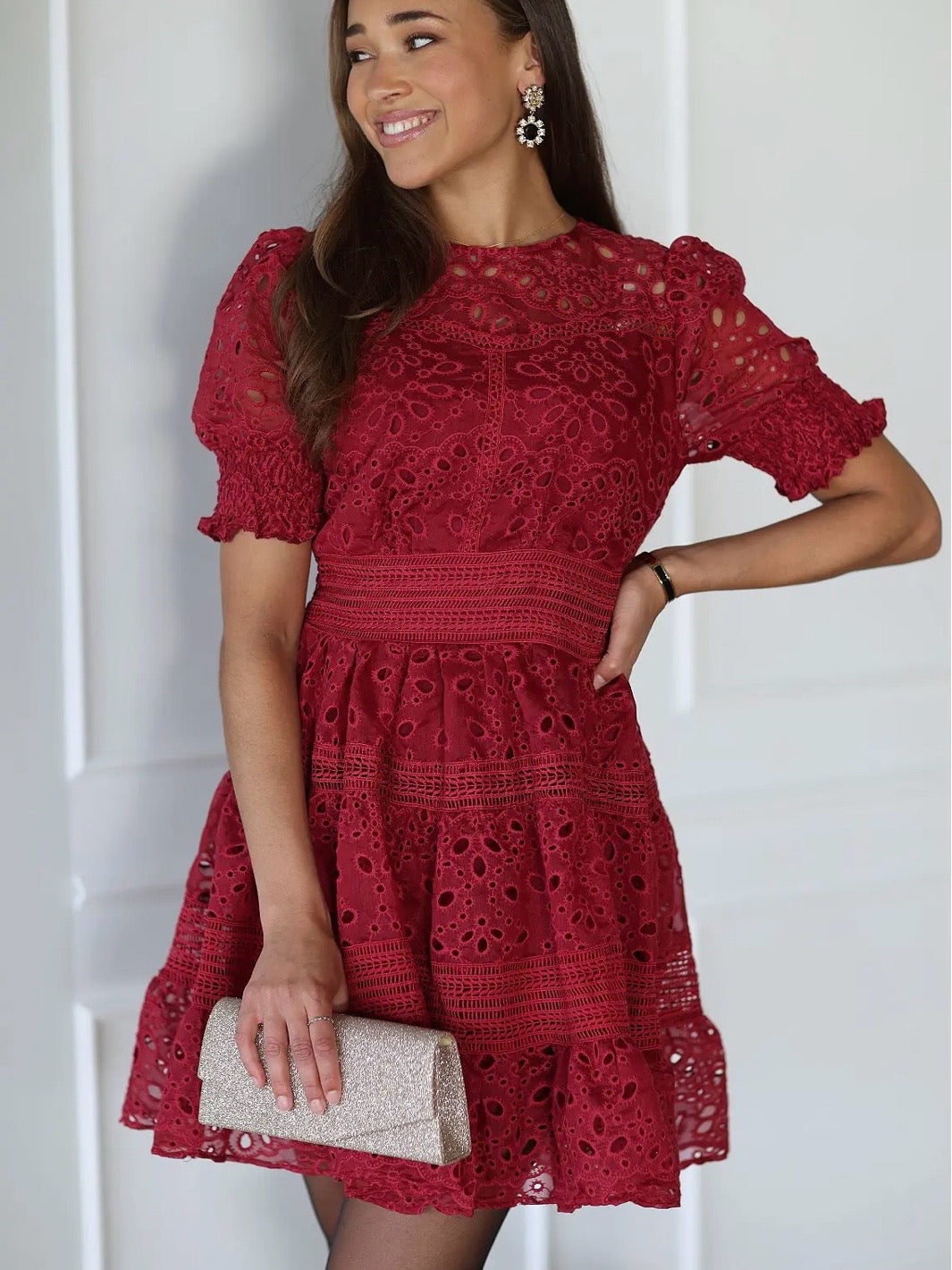 KJOLE ELOISE LACE BORDEAUX