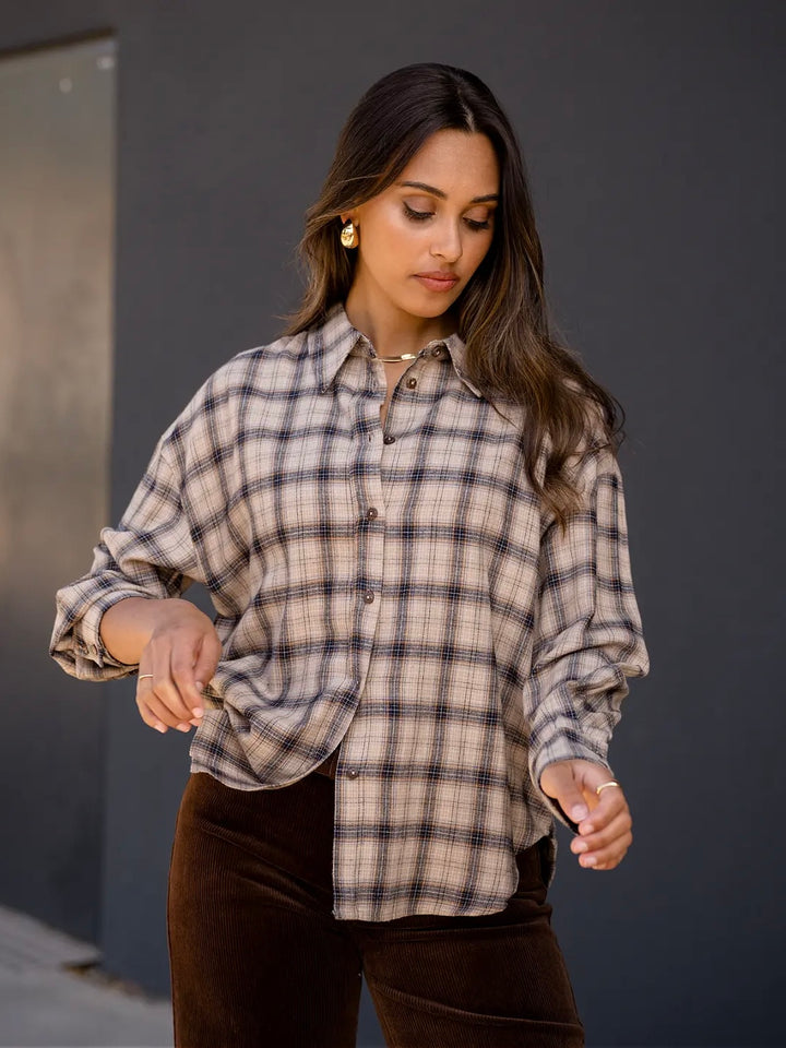SKJORTE LILY CHECKY BEIGE
