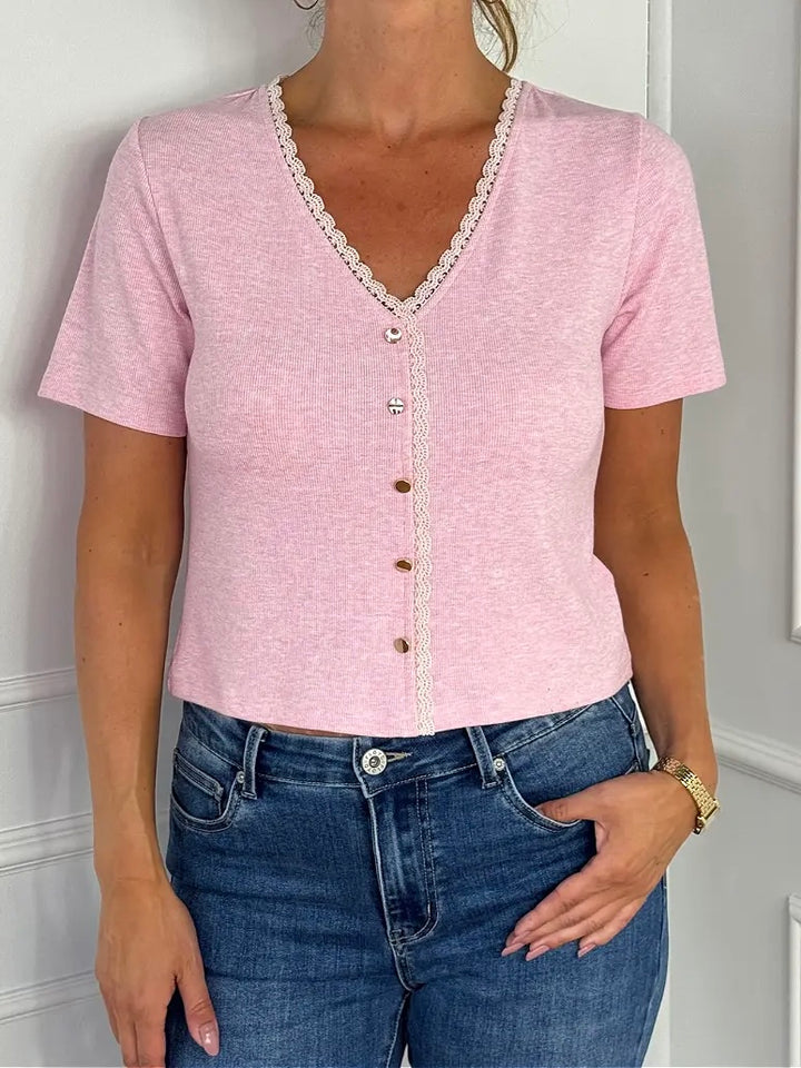 TOPP ALINDA RIBB LT PINK MELANGE