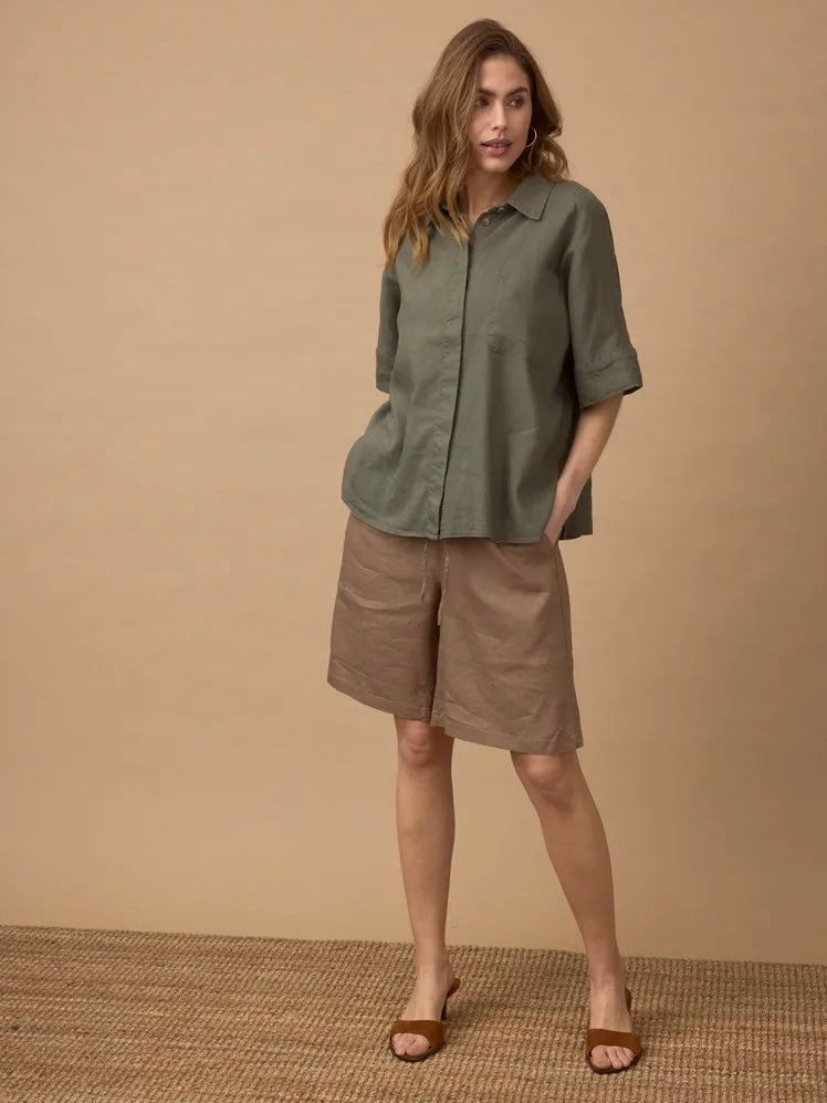 LINSKJORTE PZLUCA BOXY DEEP LICHEN GREEN