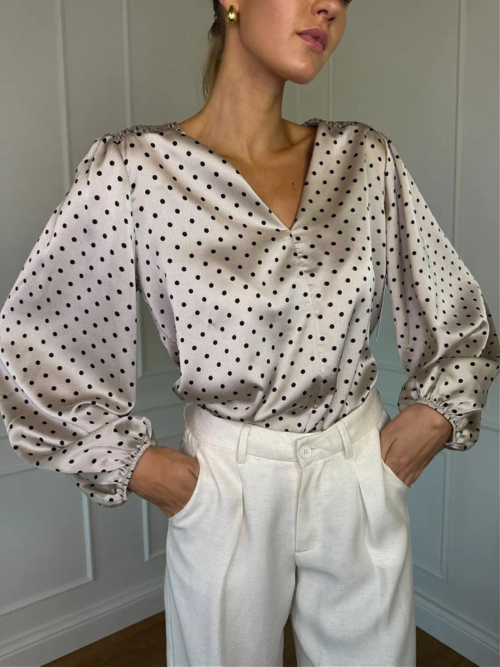 BLUSE JANITA POLKA CHAMPAGNE