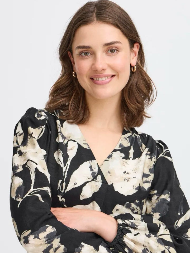 BLUSE FRARIANA FLORAL BLACK