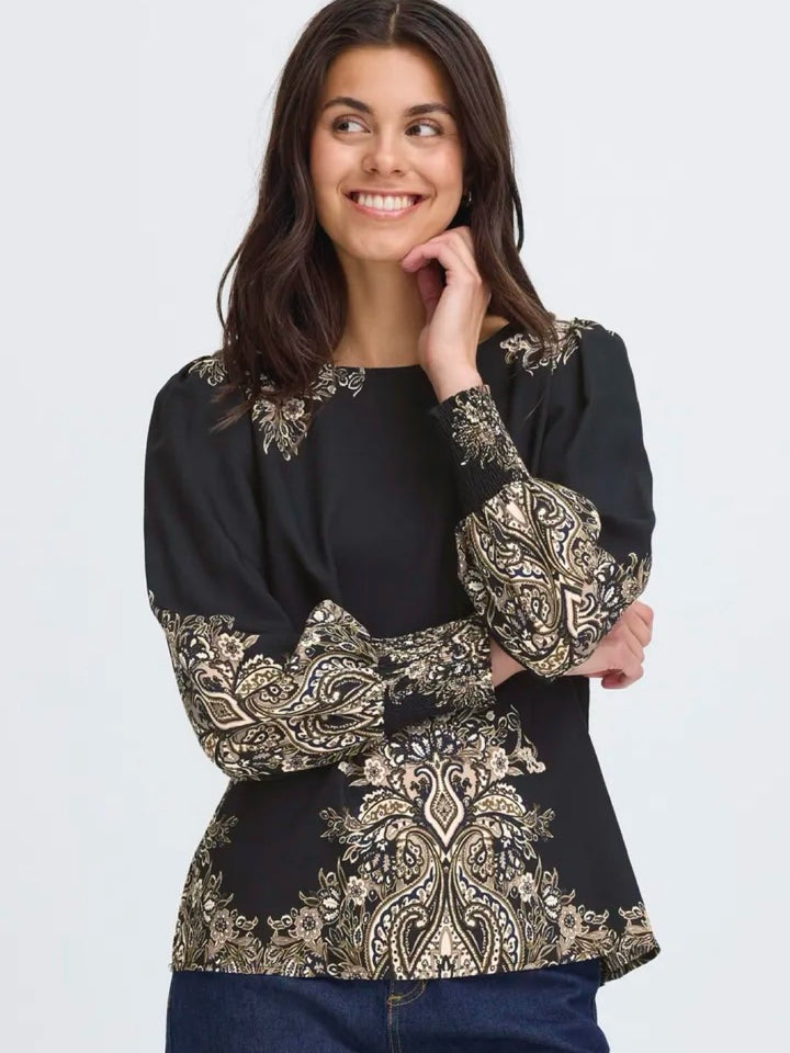 BLUSE FRADARA BLACK PAISLEY