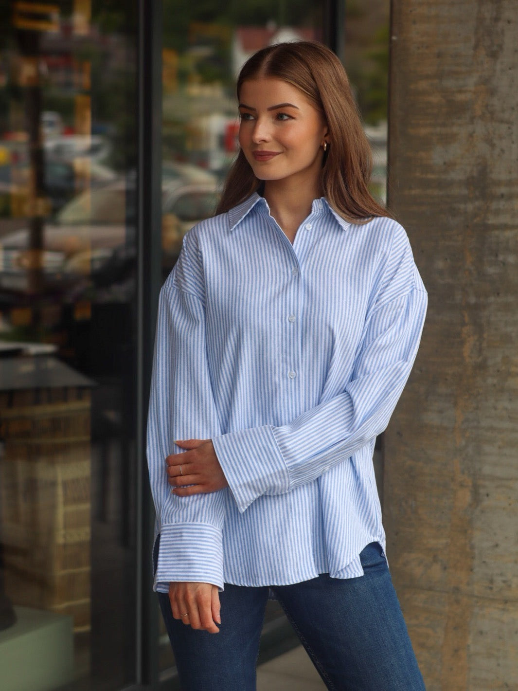 SKJORTE BIBI STRIPE LT. BLUE