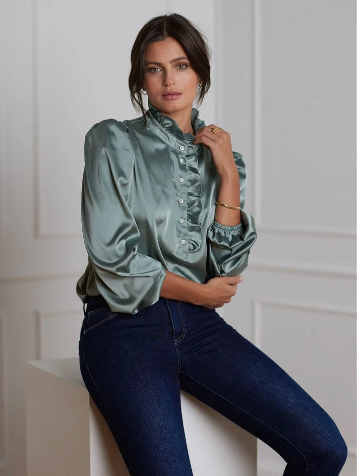 BLUSE VANDA SATIN IVY GREEN