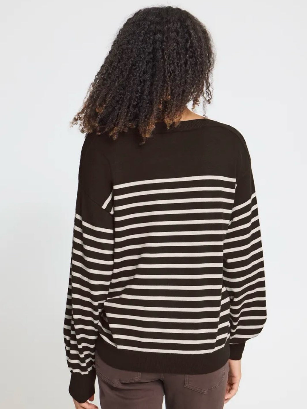 GENSER IHLULS BOAT NECK CHOCOLATE STRIPE