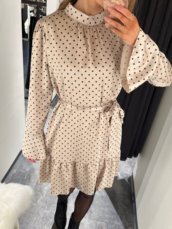 KJOLE PEPINA POLKA SATIN CHAMPAGNE