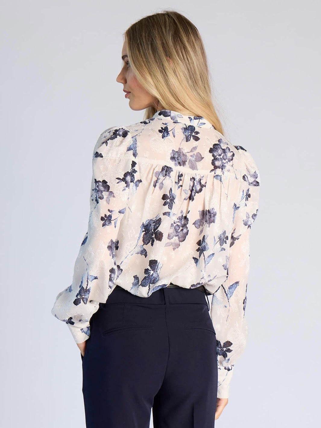 BLUSE OLIVIA FLOWER RETRO BLUE