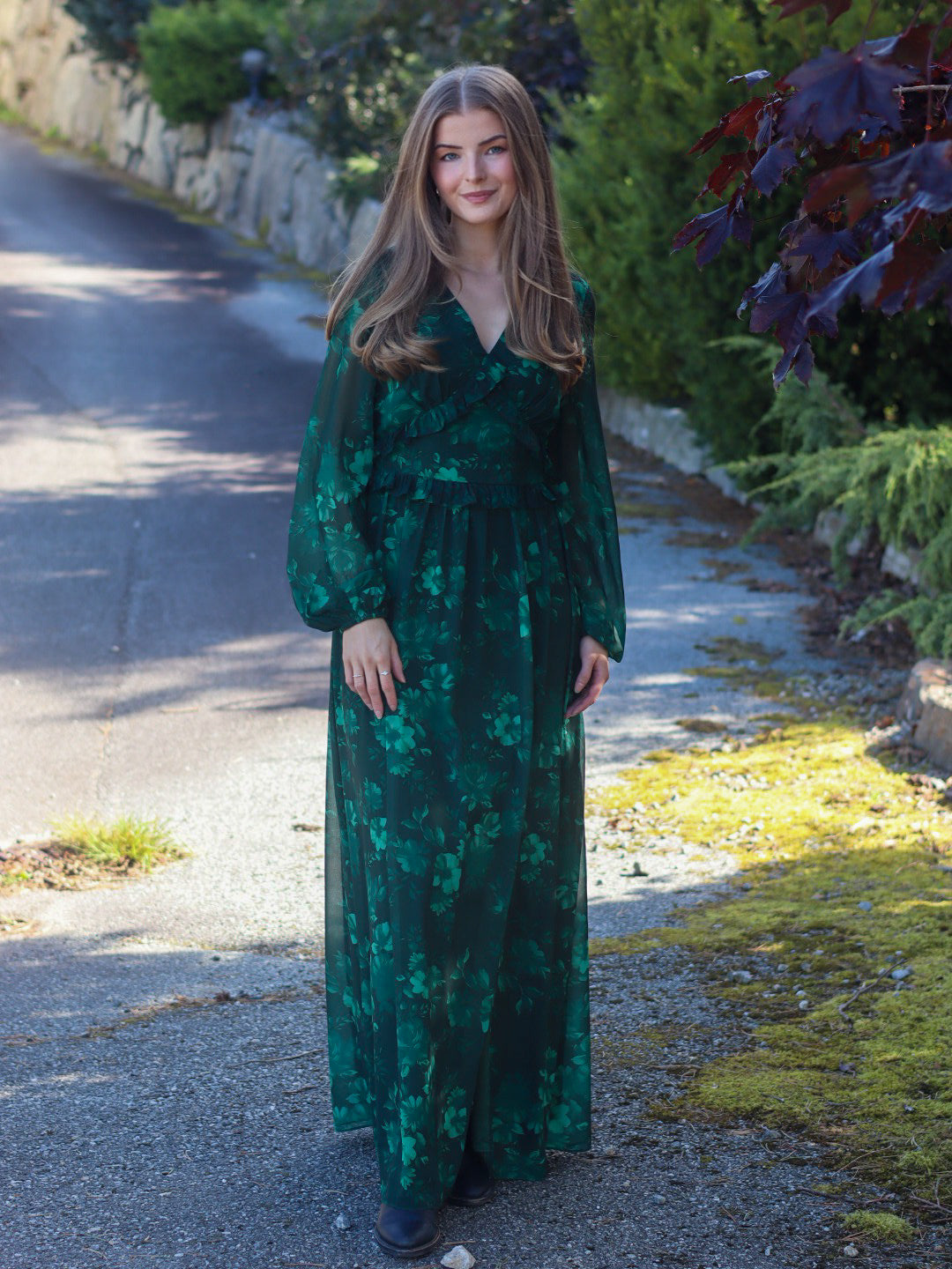 MAXIKJOLE CLARISSA FLOWER DK GREEN