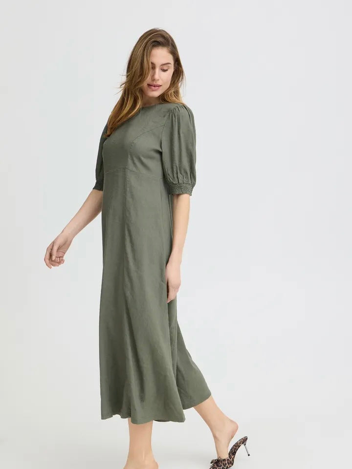 LIN KJOLE PZLUCA LONG SS DEEP LICHEN GREEN
