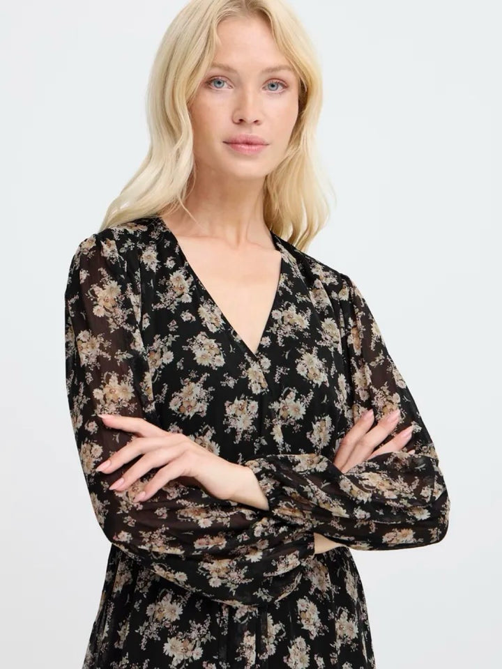 MIDIKJOLE BYXILAYDA BLACK FLORAL