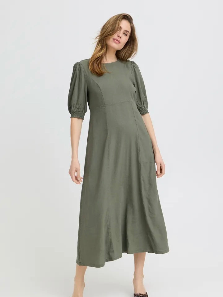 LIN KJOLE PZLUCA LONG SS DEEP LICHEN GREEN